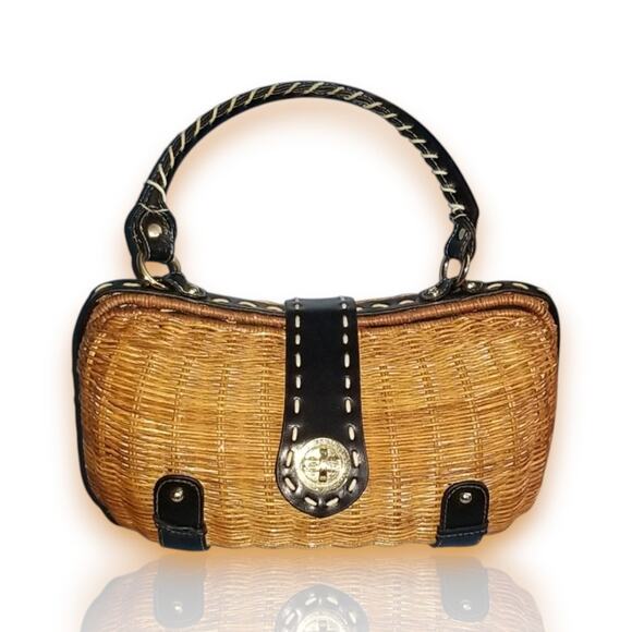 None and/or Unknown Handbags - 100% Straw Basket Handbag Purse Swing Top Handle